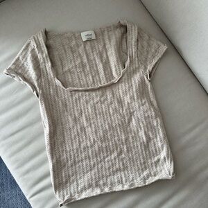 Wilfred Light Beige Knit Scoop Neck Tee